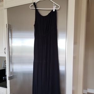 J. Crew Black Thea One-Shoulder Maxi Dress, Medium